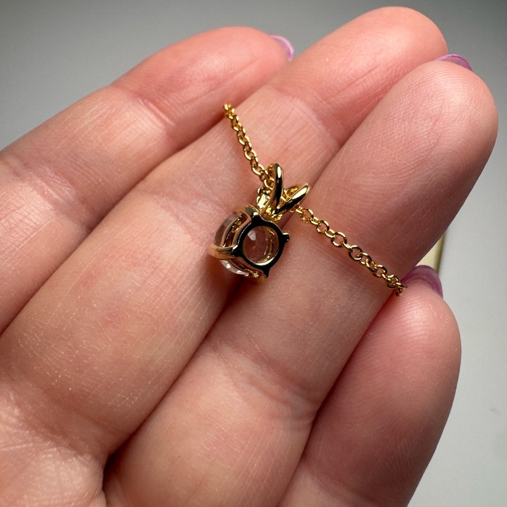 Crystal Authentic Ruby Solitaire Gold Filled Pend… - image 3